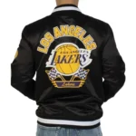 2024 Rally Drive LA Lakers Full-Snap Satin Black Jacket