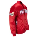 20th Anniversary Detroit Pistons Red Full-Snap Satin Jacket