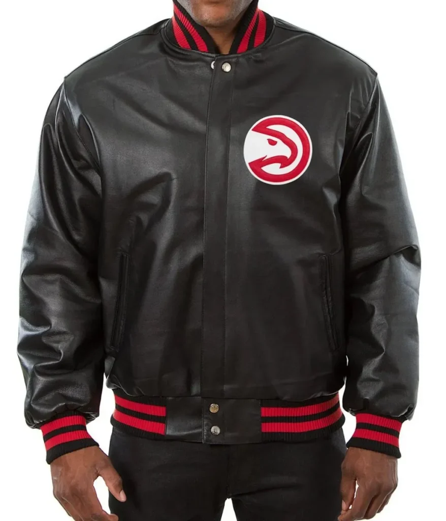 Atlanta Hawks Black Varsity Leather Jacket