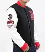 Atlanta Hawks Black and White Letterman Jacket