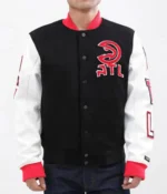 Atlanta Hawks Black and White Letterman Varsity Jacket