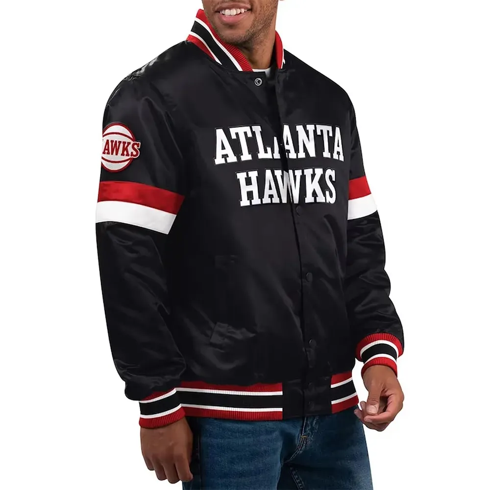 Atlanta Hawks Home Game Black Satin Jacket