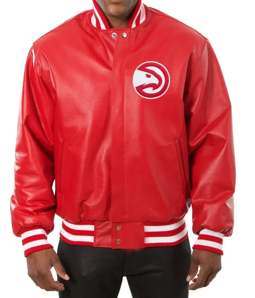 Atlanta Hawks Red Varsity Leather Jacket