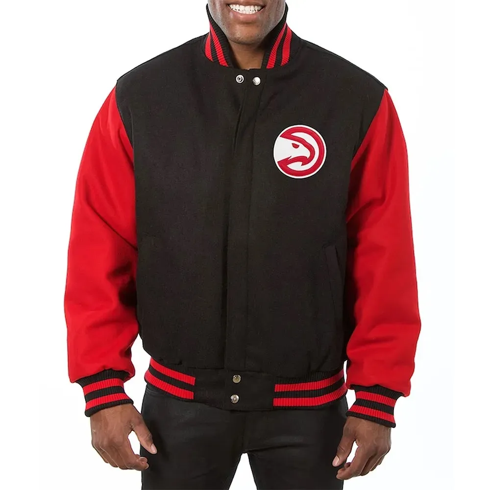 Atlanta Hawks Red and Black Varsity Wool Jacket