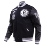 Brooklyn Nets Classic Retro Rib Grey Wool Varsity Jackets