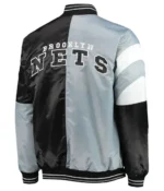 Brooklyn Nets Gray and Black Leader Color Block Jacket