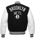 Brooklyn Nets Letterman Black and White Varsity Jackets