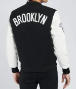 Brooklyn Nets Logo Black and White Letterman Jackets