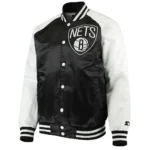 Brooklyn Nets Point Guard Black and White Satin Jacket