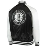 Brooklyn Nets Point Guard Black and White Satin Jackets