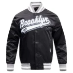 Brooklyn Nets Script Tail Full-Snap Satin Varsity Jackets