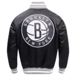 Brooklyn Nets Script Tail Satin Full-Snap Varsity Jacket