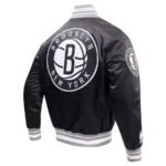 Brooklyn Nets Tail Script Full-Snap Satin Varsity Jackets