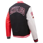 Chicago Bulls Black And Red Color Block Varsity Jacket