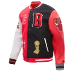 Chicago Bulls Black And Red Color Block Varsity Jackets