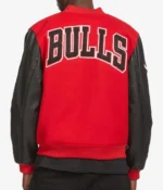 Chicago Bulls Black Leather and Red Wool Varsity Jackets