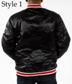 Chicago Bulls Black Satin Starter Bomber Jackets