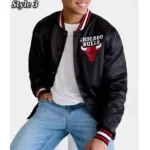 Chicago Bulls Black Starter Bomber Jacket