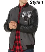 Chicago Bulls Black and Grey Varsity Jackets