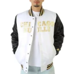 Chicago Bulls Black and White Satin Starter Jackets