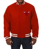 Chicago Bulls Embroidered Wool Red Varsity Jacket