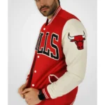 Chicago Bulls Full-Snap Red & Cream Varsity Wool And Leather Jackets