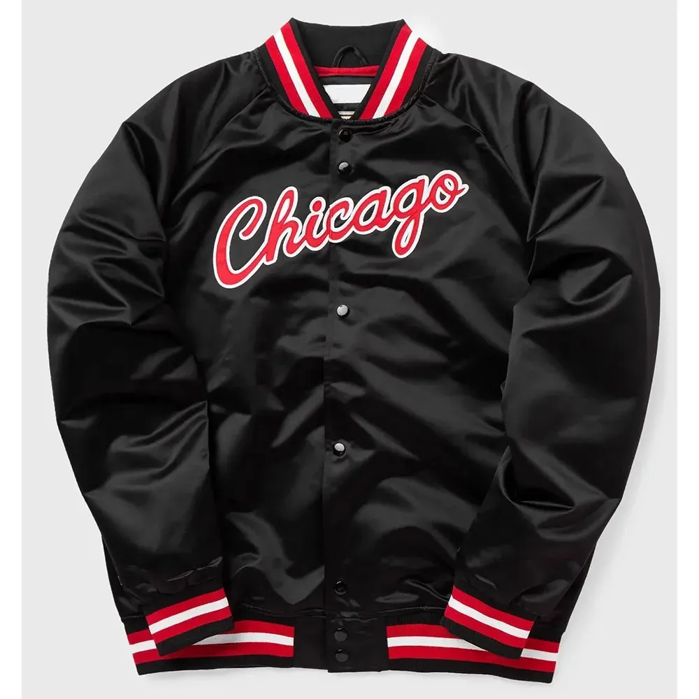 Chicago Bulls Heavyweight Black Satin Jacket