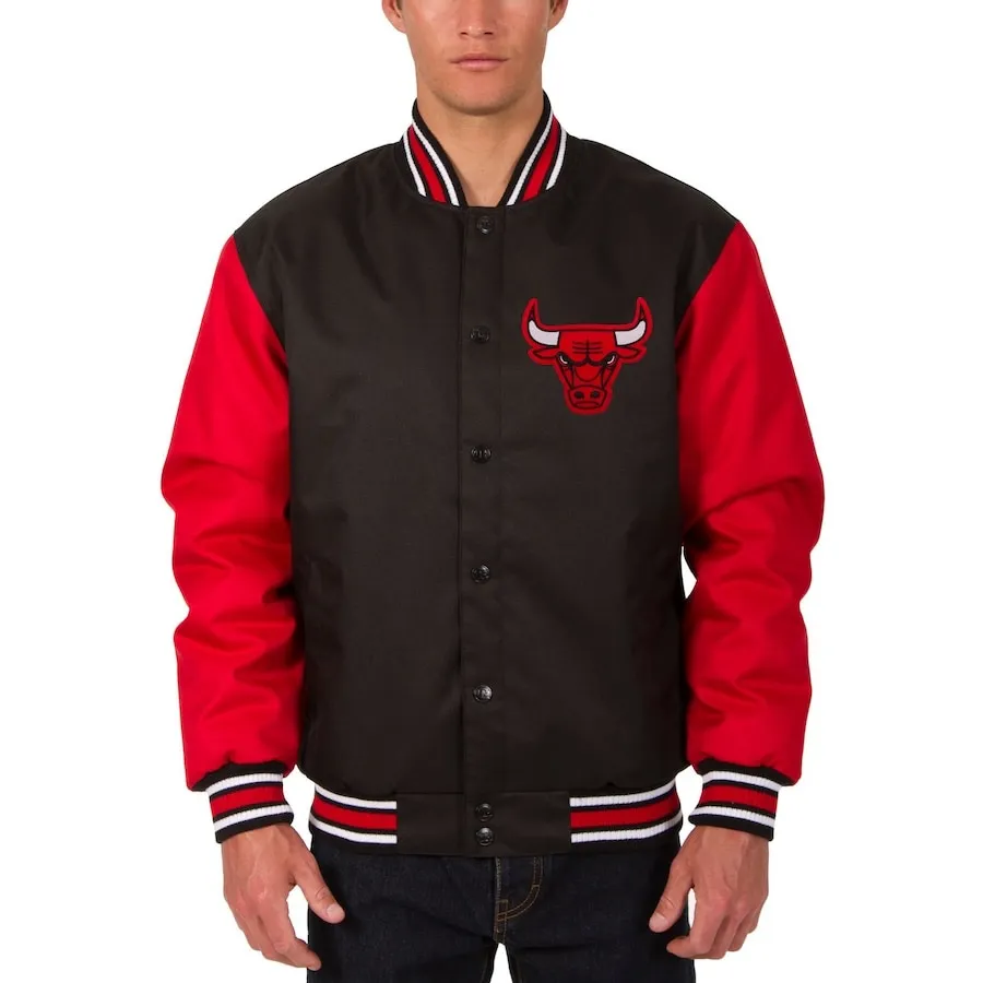 Chicago Bulls JH Design Black Poly Twill Logo Jacket