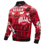 Chicago Bulls Mens Aop Printed Satin Varsity Jacket