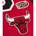 Chicago Bulls Red and Black Team Legacy Full-Snap Wool Varsity Jacket