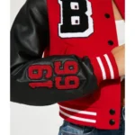 Chicago Bulls Red and Black Wool Leather Varsity Cropped Jacket