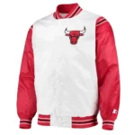 Chicago Bulls Renegade White and red Varsity Satin Jacket