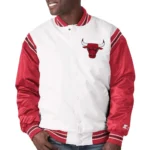 Chicago Bulls Renegade White and red Varsity Satin Jackets