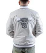 Chicago Bulls Satin Silver Bomber Varsity Jackets