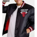 Chicago Bulls Starter Bomber Black Satin Jacket