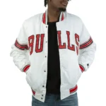 Chicago Bulls Striped White Satin Jackets