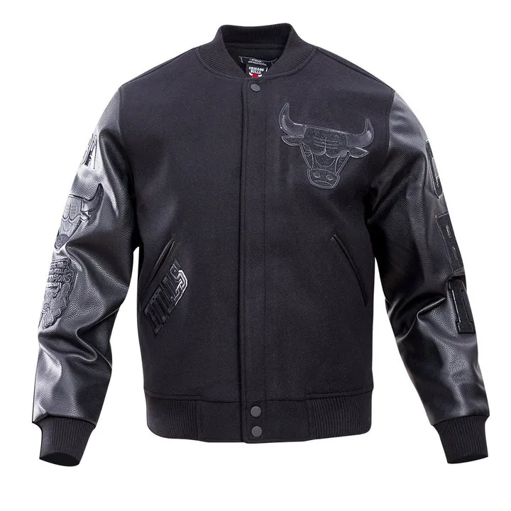 Chicago Bulls Triple Black Varsity Bomber Jacket