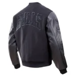 Chicago Bulls Triple Black Wool Bomber Varsity Jackets