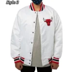 Chicago Bulls White Satin Style 3 Jackets