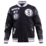 Classic Retro Brooklyn Nets Rib Wool Varsity Jacket