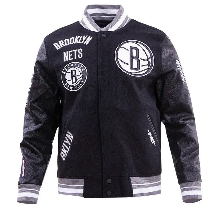 Classic Retro Brooklyn Nets Rib Wool Varsity Jacket