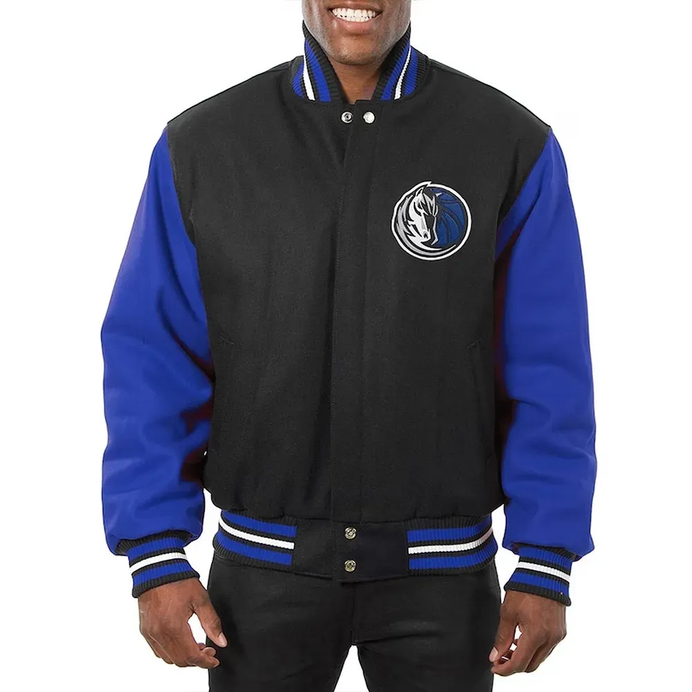 Dallas Mavericks Black and Blue Wool Varsity Jacket