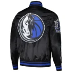 Dallas Mavericks Script Tail Black Full-Snap Satin Varsity Jackets