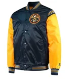 Denver Nuggets Blue and Yellow Satin Starter Varsity Jackets