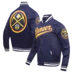 Denver Nuggets Script Tail Varsity Satin Jacket