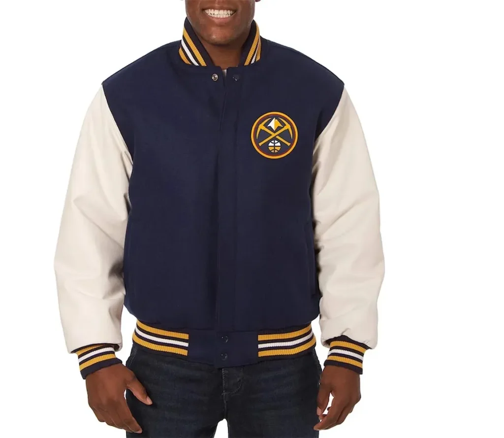 Denver Nuggets Varsity Navy White Varsity Jacket