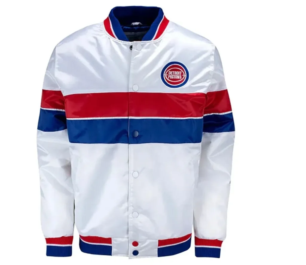 Detroit Pistons 35th Anniversary White Varsity Jacket