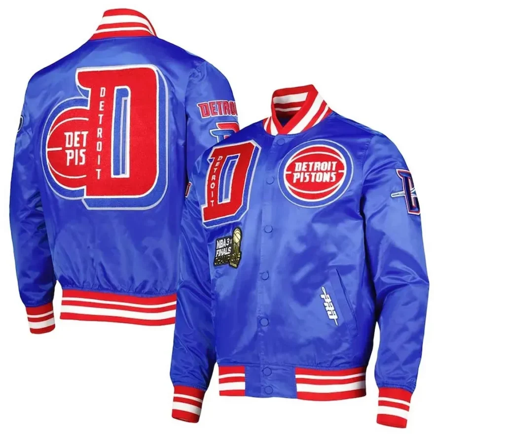 Detroit Pistons Finals 3x Champions Mash Up Satin Jacket