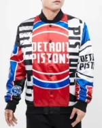 Detroit Pistons Mashup Starter Satin Varsity Jacket