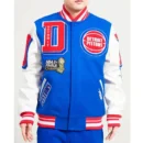 Detroit Pistons Mashup Varsity Royal and White Jacket